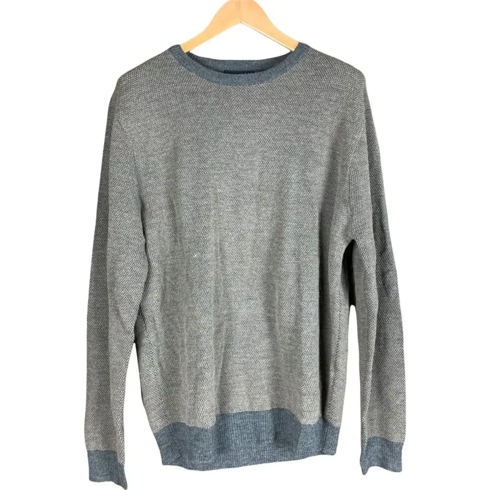 Nordstrom Toscano Blue Merino Wool Crewneck Sweater XL Quiet Luxury $79 NEW - Picture 2 of 4